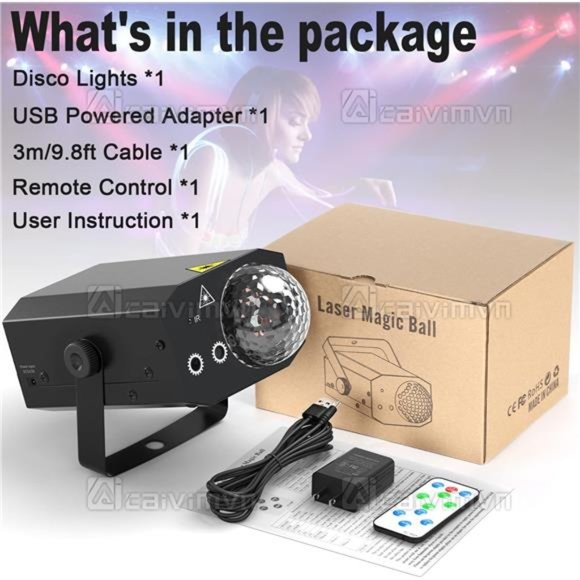 Party Lights Disco Ball Light,Dj Disco Lights LEDStage Light Strobe Lights Sound - Picture 5 of 6